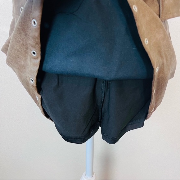 NWT Brown Leather Halter Hook N Eye Crop Top & Belted Eyelet Skort Skirt Set - Picture 7 of 15